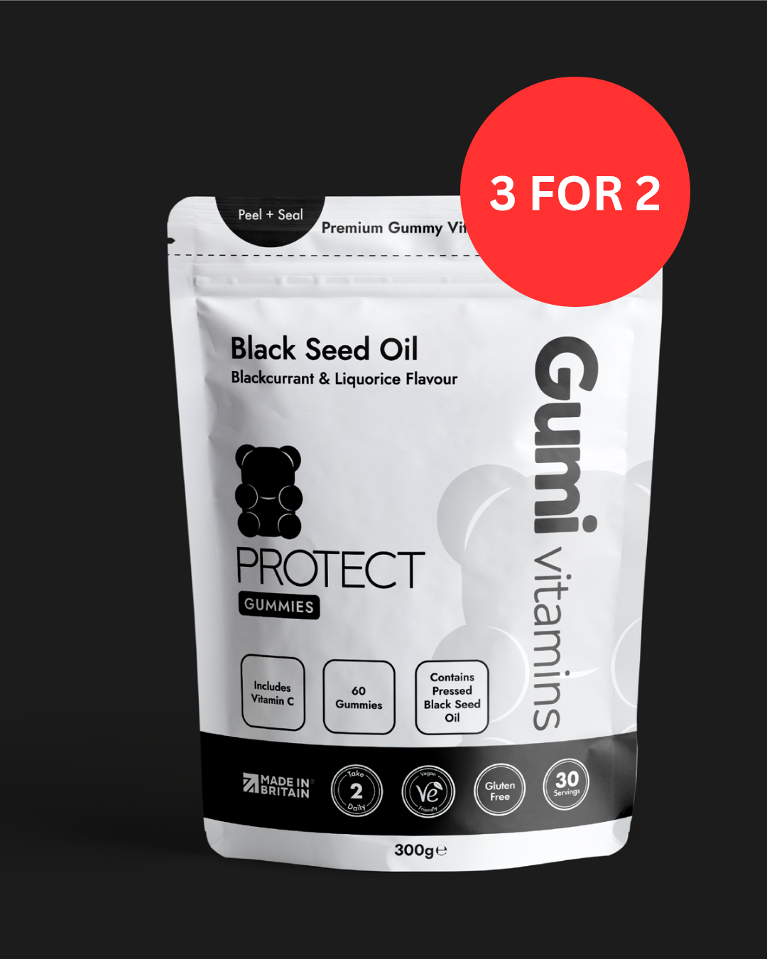 Gumi Vitamins, Black Seed Oil, Protect, front label view