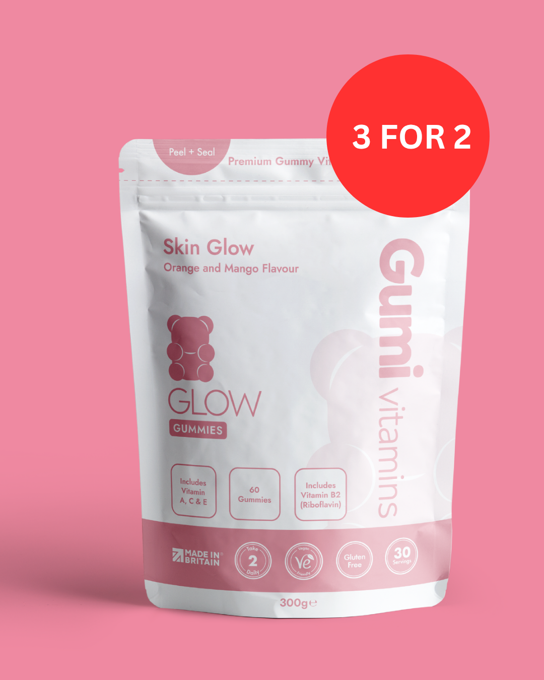 Gumi Vitamins, skin glow, front label view