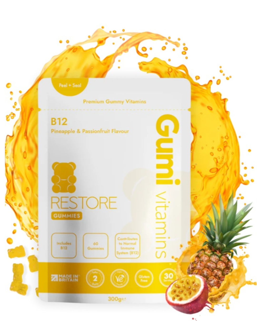 Vitamin B12 Gummies – Pineapple & Passionfruit | 60 Vegan Gummies | Dietary Supplement